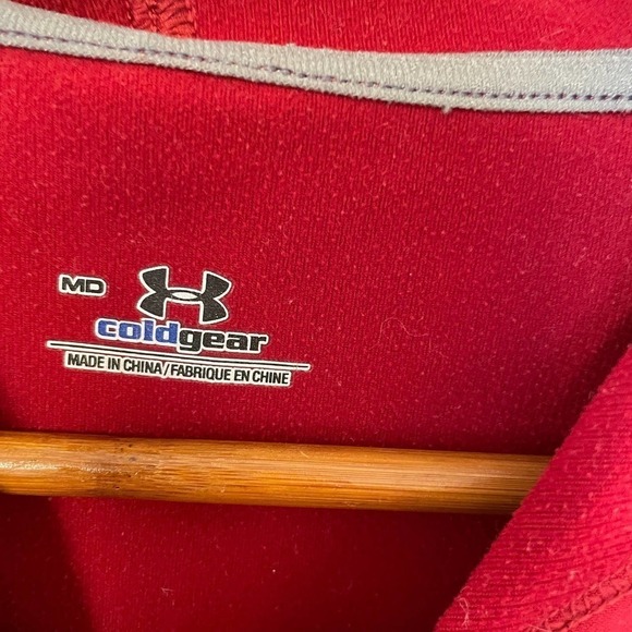 Under Armour Cold Gear Hoodie Performance Tee M Red Men's Shirt - Picture 2 of 4